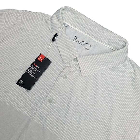 Under Armour Golf Polo Men 2XL Loose Fit Gray Textured Heat Gear Performance NWT - Picture 1 of 14